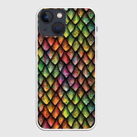 Чехол для iPhone 13 mini с принтом Чешуя дракона ,  |  | blue | bright | colorful | cool | dragon | green | iridescent | orange | pink | purple | rainbow | red | skin | snake | брызги | волшебный | дракон | зеленый | змея | кожа | красный | красочный | оранжевый | прикольный | радуга | радужный