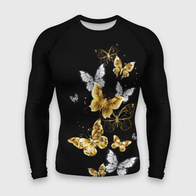 Мужской рашгард 3D с принтом Золотые бабочки ,  |  | airy | black | butterfly | cool | cute | flight | flit | gold | insect | magical | white | wings | yellow | бабочка | белый | воздушный | волшебный | желтый | золото | крылья | милый | насекомое | полёт | порхать | прикольный | черный