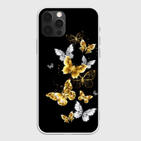 Чехол для iPhone 12 Pro Max с принтом Золотые бабочки , Силикон |  | airy | black | butterfly | cool | cute | flight | flit | gold | insect | magical | white | wings | yellow | бабочка | белый | воздушный | волшебный | желтый | золото | крылья | милый | насекомое | полёт | порхать | прикольный | черный