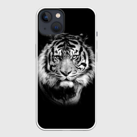 Чехол для iPhone 13 с принтом Тигр ,  |  | animal | beautiful | black | cool | fangs | fauna | mustache | muzzle | nature | photo | predator | striped | tiger | view | white | wild | wool | белый | взгляд | дикий | животное | клыки | красивый | круто | полосатый | природа | тигр | усы | фа
