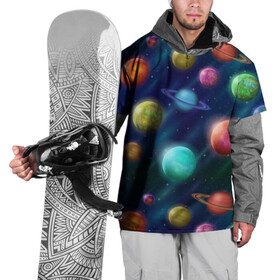 Накидка на куртку 3D с принтом Планеты , 100% полиэстер |  | nasa | вселенная | галактика | звезды | космос | наса | планеты | сияние | скафандр