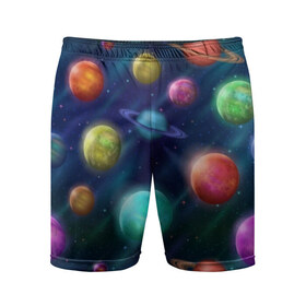 Мужские шорты 3D спортивные с принтом Планеты ,  |  | nasa | вселенная | галактика | звезды | космос | наса | планеты | сияние | скафандр