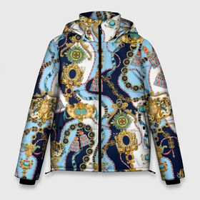 Мужская зимняя куртка 3D с принтом Барокко , верх — 100% полиэстер; подкладка — 100% полиэстер; утеплитель — 100% полиэстер | длина ниже бедра, свободный силуэт Оверсайз. Есть воротник-стойка, отстегивающийся капюшон и ветрозащитная планка. 

Боковые карманы с листочкой на кнопках и внутренний карман на молнии. | baroque | blue | chain | decoration | fringe | gold | ribbon | style | vintage | white | барокко | бахрома | белый | винтаж | золото | кисточка | лента | синий | стиль | украшения | цепочка