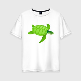 Женская футболка хлопок Oversize с принтом Черепаха , 100% хлопок | свободный крой, круглый ворот, спущенный рукав, длина до линии бедер
 | Тематика изображения на принте: большая | живность | животные | зелёная | море | морская | природа | черепаха