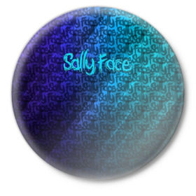 Значок с принтом Sally Face (Pattern). ,  металл | круглая форма, металлическая застежка в виде булавки | 2019 | 3d | pattern | sally face | tekstura | абстракция | градиент | игра | лого | логотип | надпись | паттерн | стиль | текстура