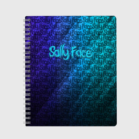 Тетрадь с принтом Sally Face (Pattern) , 100% бумага | 48 листов, плотность листов — 60 г/м2, плотность картонной обложки — 250 г/м2. Листы скреплены сбоку удобной пружинной спиралью. Уголки страниц и обложки скругленные. Цвет линий — светло-серый
 | Тематика изображения на принте: 2019 | 3d | pattern | sally face | tekstura | абстракция | градиент | игра | лого | логотип | надпись | паттерн | стиль | текстура