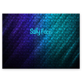 Поздравительная открытка с принтом Sally Face (Pattern). , 100% бумага | плотность бумаги 280 г/м2, матовая, на обратной стороне линовка и место для марки
 | 2019 | 3d | pattern | sally face | tekstura | абстракция | градиент | игра | лого | логотип | надпись | паттерн | стиль | текстура