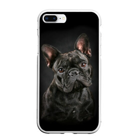 Чехол для iPhone 7Plus/8 Plus матовый с принтом Французский бульдог , Силикон | Область печати: задняя сторона чехла, без боковых панелей | animal | background | beast | black | breed | bulldog | cool | cute | dog | ears | french | jaw | look | muzzle | portrait | wool | бульдог | взгляд | животное | зверь | милый | пёс | порода | портрет | прикольно | псина | собака | уши | фон | фра