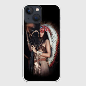 Чехол для iPhone 13 mini с принтом Девушка с лошадью ,  |  | american | animal | black | body | color | costume | ethnic | girl | horse | indian | national | nature | race | red | totem | white | woma | белый | девушка | женщина | животное | индейский | индейцы | костюм | краснокожий | красный | лошадь | молодость 