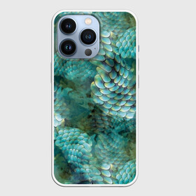 Чехол для iPhone 13 Pro с принтом Чешуя русалки ,  |  | Тематика изображения на принте: blue | color | fish | gray | green | mermaid | neyad | pattern | scales | sea | siren | skin | turquoise | wallpaper | water | бирюзовый | вода | зеленый | кожа | море | неяда | обои | паттерн | русалка | рыба | серый | сирена | цвет | чешуя