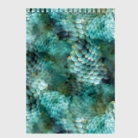 Скетчбук с принтом Чешуя русалки , 100% бумага
 | 48 листов, плотность листов — 100 г/м2, плотность картонной обложки — 250 г/м2. Листы скреплены сверху удобной пружинной спиралью | blue | color | fish | gray | green | mermaid | neyad | pattern | scales | sea | siren | skin | turquoise | wallpaper | water | бирюзовый | вода | зеленый | кожа | море | неяда | обои | паттерн | русалка | рыба | серый | сирена | цвет | чешуя