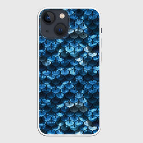 Чехол для iPhone 13 mini с принтом Синяя чешуя ,  |  | Тематика изображения на принте: blue | color | fish | gray | mermaid | neyad | pattern | scales | sea | shiny | siren | skin | turquoise | wallpaper | water | бирюзовый | блестящий | вода | кожа | море | неяда | обои | паттерн | русалка | рыба | серый | синий | сирена | цвет |