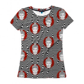 Женская футболка 3D с принтом Будда , 100% полиэфир ( синтетическое хлопкоподобное полотно) | прямой крой, круглый вырез горловины, длина до линии бедер | 