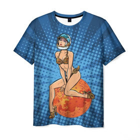 Мужская футболка 3D с принтом Пин - ап девушка ретро , 100% полиэфир | прямой крой, круглый вырез горловины, длина до линии бедер | 