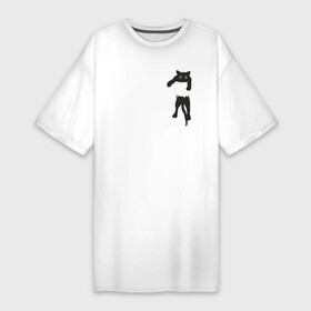 Платье-футболка хлопок с принтом Кися в кармане ,  |  | Тематика изображения на принте: cat | арт | животные | карман | кися | кот | кот в кармане | котенок | коты | кошка