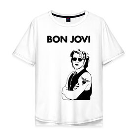 Мужская футболка хлопок Oversize с принтом Bon Jovi , 100% хлопок | свободный крой, круглый ворот, “спинка” длиннее передней части | bon jovi | альбом | арена | бон | бон джови | глэм | группа | джови | джон | метал | музыка | надпись | песни | поп | попрок | рок | рокер | смайл | солист | софт | стена | хард | хеви | хевиметал