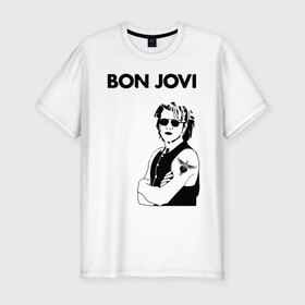 Мужская футболка хлопок Slim с принтом Bon Jovi , 92% хлопок, 8% лайкра | приталенный силуэт, круглый вырез ворота, длина до линии бедра, короткий рукав | bon jovi | альбом | арена | бон | бон джови | глэм | группа | джови | джон | метал | музыка | надпись | песни | поп | попрок | рок | рокер | смайл | солист | софт | стена | хард | хеви | хевиметал