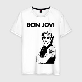 Мужская футболка хлопок с принтом Bon Jovi , 100% хлопок | прямой крой, круглый вырез горловины, длина до линии бедер, слегка спущенное плечо. | bon jovi | альбом | арена | бон | бон джови | глэм | группа | джови | джон | метал | музыка | надпись | песни | поп | попрок | рок | рокер | смайл | солист | софт | стена | хард | хеви | хевиметал