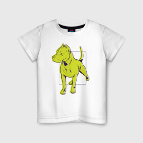 Детская футболка хлопок с принтом Питбуль , 100% хлопок | круглый вырез горловины, полуприлегающий силуэт, длина до линии бедер | dog | pitbull | питбули | питбуль | собака | собаки