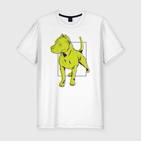 Мужская футболка хлопок Slim с принтом Питбуль , 92% хлопок, 8% лайкра | приталенный силуэт, круглый вырез ворота, длина до линии бедра, короткий рукав | dog | pitbull | питбули | питбуль | собака | собаки