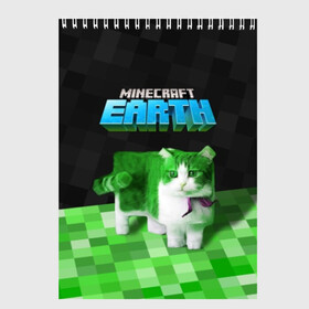 Скетчбук с принтом Minecraft EARTH - Котик , 100% бумага
 | 48 листов, плотность листов — 100 г/м2, плотность картонной обложки — 250 г/м2. Листы скреплены сверху удобной пружинной спиралью | Тематика изображения на принте: craft | creeper | earth | game | green | logo | mine | minecraft | mobile | online | world | зеленый | земля | зомби | игра | крипер | лого | майкрафт | майнкрафт | мир | мобайл | онлайн | планета | синий | текстура