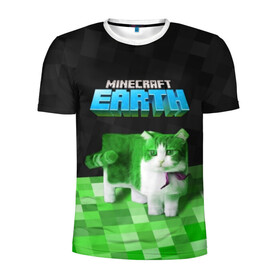 Мужская футболка 3D спортивная с принтом Minecraft EARTH - Котик , 100% полиэстер с улучшенными характеристиками | приталенный силуэт, круглая горловина, широкие плечи, сужается к линии бедра | craft | creeper | earth | game | green | logo | mine | minecraft | mobile | online | world | зеленый | земля | зомби | игра | крипер | лого | майкрафт | майнкрафт | мир | мобайл | онлайн | планета | синий | текстура