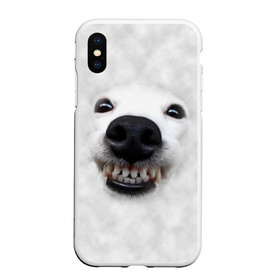 Чехол для iPhone XS Max матовый с принтом Собака - улыбака , Силикон | Область печати: задняя сторона чехла, без боковых панелей | животные | зубы | мордочка | пес | прикол | смешная | собака | улыбака | улыбка | щенок | юмор