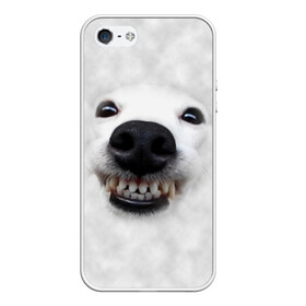 Чехол для iPhone 5/5S матовый с принтом Собака - улыбака , Силикон | Область печати: задняя сторона чехла, без боковых панелей | животные | зубы | мордочка | пес | прикол | смешная | собака | улыбака | улыбка | щенок | юмор