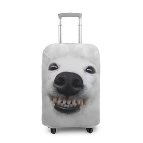 Чехол для чемодана 3D с принтом Собака - улыбака , 86% полиэфир, 14% спандекс | двустороннее нанесение принта, прорези для ручек и колес | животные | зубы | мордочка | пес | прикол | смешная | собака | улыбака | улыбка | щенок | юмор