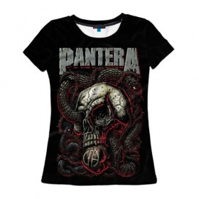 Женская футболка 3D с принтом Pantera , 100% полиэфир ( синтетическое хлопкоподобное полотно) | прямой крой, круглый вырез горловины, длина до линии бедер | cowboys from hell | heavy metal | metal | pantera | глэм метал | грув метал | группы | метал | музыка | пантера | рок | хєви метал