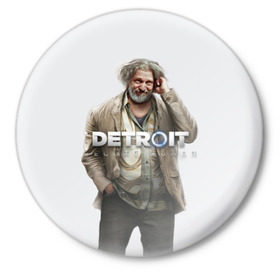 Значок с принтом Detroit become human ,  металл | круглая форма, металлическая застежка в виде булавки | 