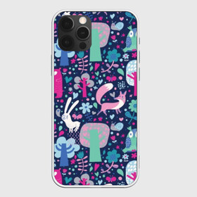 Чехол для iPhone 12 Pro Max с принтом Лесные животные , Силикон |  | animal | bear | blue | cool | cute | flowers | forest | fox | green | hare | owl | pink | plant | snail | tree | white | wild | белый | дерево | дикое | животное | заяц | зеленый | лес | лесной | лиса | медведь | мило | прикольно | растение | ро