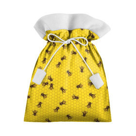 Подарочный 3D мешок с принтом Пчелы в сотах , 100% полиэстер | Размер: 29*39 см | bee | beehive | brown | bug | honey | honeycomb | insect | toiler | yellow | букашка | желтый | коричневый | мёд | насекомое | пчела | соты | труженик | улей