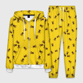 Мужской костюм 3D с принтом Пчелы в сотах , 100% полиэстер | Манжеты и пояс оформлены тканевой резинкой, двухслойный капюшон со шнурком для регулировки, карманы спереди | Тематика изображения на принте: bee | beehive | brown | bug | honey | honeycomb | insect | toiler | yellow | букашка | желтый | коричневый | мёд | насекомое | пчела | соты | труженик | улей