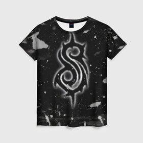 Женская футболка 3D с принтом Slipknot. , 100% полиэфир ( синтетическое хлопкоподобное полотно) | прямой крой, круглый вырез горловины, длина до линии бедер | 3d | slipknot | абстракция | брызги красок | гранж | лого | логотип | металл | музыка | ню метал группа | рок | слипкнот | текстура | эмблема
