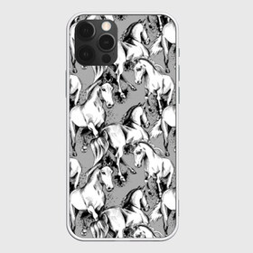 Чехол для iPhone 12 Pro Max с принтом Белые лошади , Силикон |  | animal | black | cool | gray | hooves | horse | illustration | mane | mustang | muzzle | running | speed | tail | white | бег | белый | грива | животное | иллюстрация | копыта | лошадь | мустанг | прикольно | серый | скорость | хвост | черный