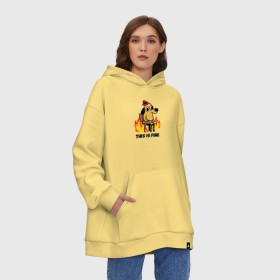 Худи SuperOversize хлопок с принтом This Is Fine , 70% хлопок, 30% полиэстер, мягкий начес внутри | карман-кенгуру, эластичная резинка на манжетах и по нижней кромке, двухслойный капюшон
 | взгляд | все в порядке | мем | мемасик | надпись | неловкость | огонище | огонь | пес | пожар | порядок | собака | щенок | я в порядке