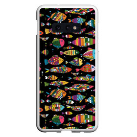 Чехол для Samsung S10E с принтом Разноцветные рыбы , Силикон | Область печати: задняя сторона чехла, без боковых панелей | Тематика изображения на принте: abstraction | art | bright | colorful | cool | fin | fish | funny | tail | water | абстракция | арт | вода | плавник | прикольно | разноцветный | рыба | смешно | хвост | яркий