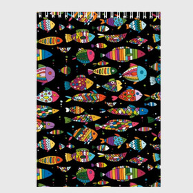 Скетчбук с принтом Разноцветные рыбы , 100% бумага
 | 48 листов, плотность листов — 100 г/м2, плотность картонной обложки — 250 г/м2. Листы скреплены сверху удобной пружинной спиралью | abstraction | art | bright | colorful | cool | fin | fish | funny | tail | water | абстракция | арт | вода | плавник | прикольно | разноцветный | рыба | смешно | хвост | яркий