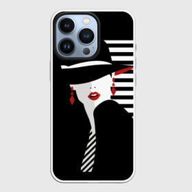 Чехол для iPhone 13 Pro с принтом Fashion ,  |  | Тематика изображения на принте: abstraction | black | clothes | ear | face | fashion | girl | gray | hat | makeup | motto | red | slogan | stripes | style | tie | white | woman | young | абстракция | белый | галстук | девиз | девушка | женщина | красный | лицо | макияж | мода | молодая 