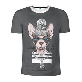 Мужская футболка 3D спортивная с принтом Криминальный кот , 100% полиэстер с улучшенными характеристиками | приталенный силуэт, круглая горловина, широкие плечи, сужается к линии бедра | breed | cat | chain | cool | decoration | dollar | gangster | hat | kitty | kote | logan | money | motto | pendant | rebel | rebellion | sphinx | text | бандит | бунтарь | девиз | деньги | доллар | киса | кот | котик | котэ | круто | кулон | логан | мяте 