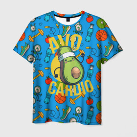 Мужская футболка 3D с принтом Авокардио , 100% полиэфир | прямой крой, круглый вырез горловины, длина до линии бедер | авокадо | бег | игра слов | кардио | марафон | спорт | фитнес