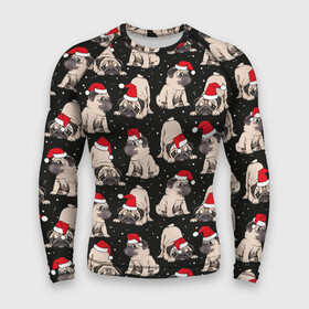 Мужской рашгард 3D с принтом Новогодние мопсы ,  |  | black | christmas | cute | dog | funny | hat | new year | pug | puppy | red | snow | white | winter | белый | зима | красный | мило | мопс | новогодний | новый год | пёс | прикольно | рождество | снег | собака | собакен | чёрный | шапка | щенок