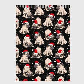 Скетчбук с принтом Новогодние мопсы , 100% бумага
 | 48 листов, плотность листов — 100 г/м2, плотность картонной обложки — 250 г/м2. Листы скреплены сверху удобной пружинной спиралью | black | christmas | cute | dog | funny | hat | new year | pug | puppy | red | snow | white | winter | белый | зима | красный | мило | мопс | новогодний | новый год | пёс | прикольно | рождество | снег | собака | собакен | чёрный | шапка | щенок