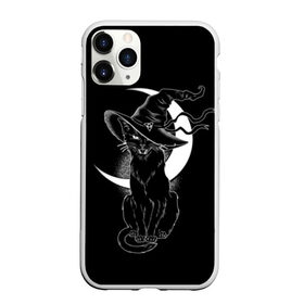 Чехол для iPhone 11 Pro матовый с принтом Кошка колдунья , Силикон |  | black | cat | cl | crescent | fangs | halloween | hat | holiday | hunter | kitty | magic | month | moon | mystic | night | predator | white | witch | белый | ведьма | киса | клыки | когти | колдовство | кот | котэ | кошка | луна | магия | месяц | мистика 