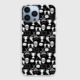 Чехол для iPhone 13 Pro Max с принтом ХОККЕЙ GLITCH ,  |  | black and white | hockey | pattern | russia | sport | глитч | надписи | паттерн | россия | сборная хоккея | символика | спорт | спортсмен | текстура | хоккей | чемпионат | черно белый | я русский