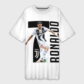 Платье-футболка 3D с принтом Ronaldo the best ,  |  | calcio | club | cr7 | cristiano ronaldo | dybala | football | full highlights | goals | highlights | italia | juventus | napoli | roma | serie a | белый | италия | клуб | форма | черный | ювентус