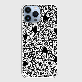 Чехол для iPhone 13 Pro Max с принтом ЪУЪ ,  |  | Тематика изображения на принте: белый | буквы | кот | кошка | мем | паттерн | узор | уъу | черный