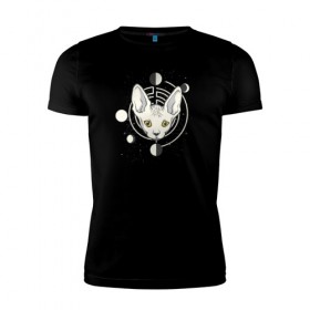 Мужская футболка премиум с принтом Кот с Лунами , 92% хлопок, 8% лайкра | приталенный силуэт, круглый вырез ворота, длина до линии бедра, короткий рукав | астрология | астрономия | космос | кот | котики | коты | луна | луны | сфинкс