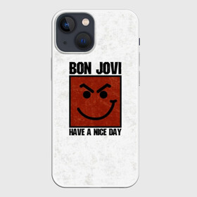 Чехол для iPhone 13 mini с принтом Have a nice day ,  |  | bon jovi | альбом | арена | бон | бон джови | глэм | группа | джови | джон | метал | музыка | надпись | песни | поп | попрок | рок | рокер | смайл | солист | софт | стена | хард | хеви | хевиметал